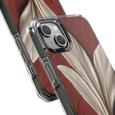 Carved Ivory Plume · Clear Impact Magnetic Phone Case for iPhone · Red