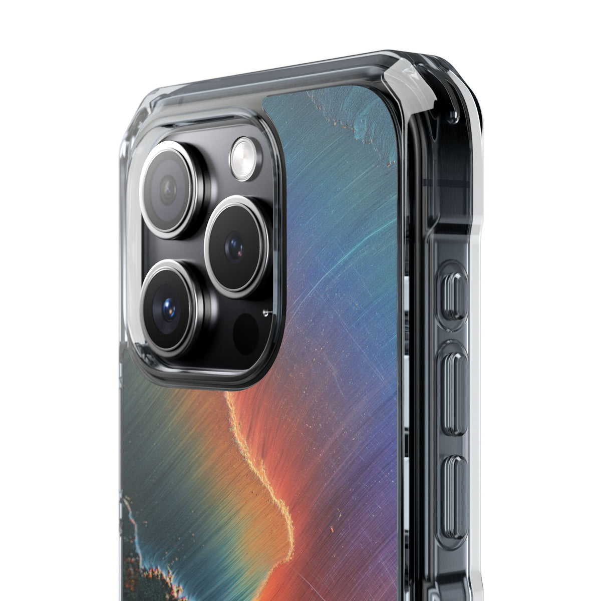 Prismatic Aura Shift · Clear Impact Magnetic Phone Case for iPhone · Blue