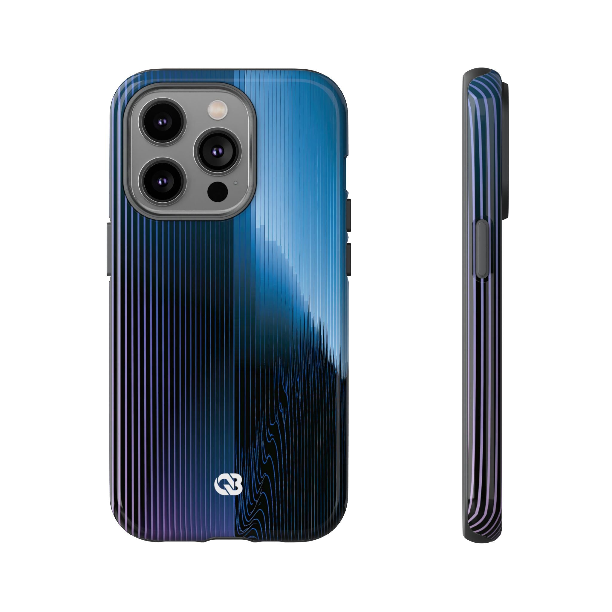Blue Tough Phone Case for iPhone - Indigo Distortion Wave