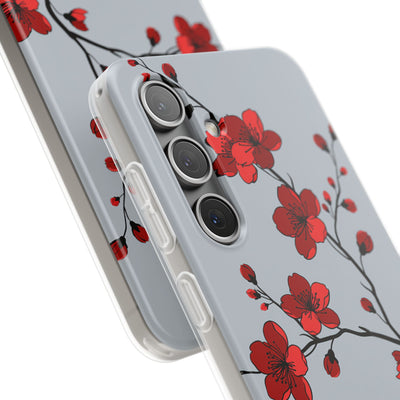 Grey Lite Phone Case for Samsung - Crimson Blossom Onyx