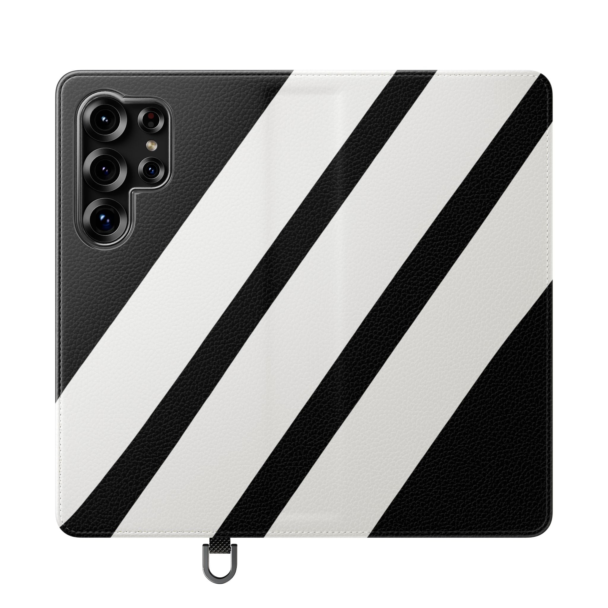 Diagonal Stripes BlackWhite - Samsung S25 Ultra Case - Portemonnee