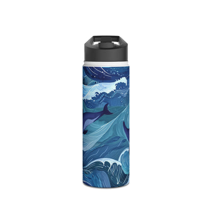 Dolphin Wave Dance - Stainless Steel Water Bottle