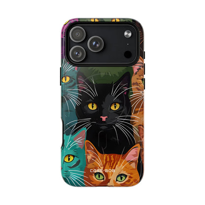 Teal Cat Grid iPhone 17 Pro Max Case - Tough+ - CASE•BOB