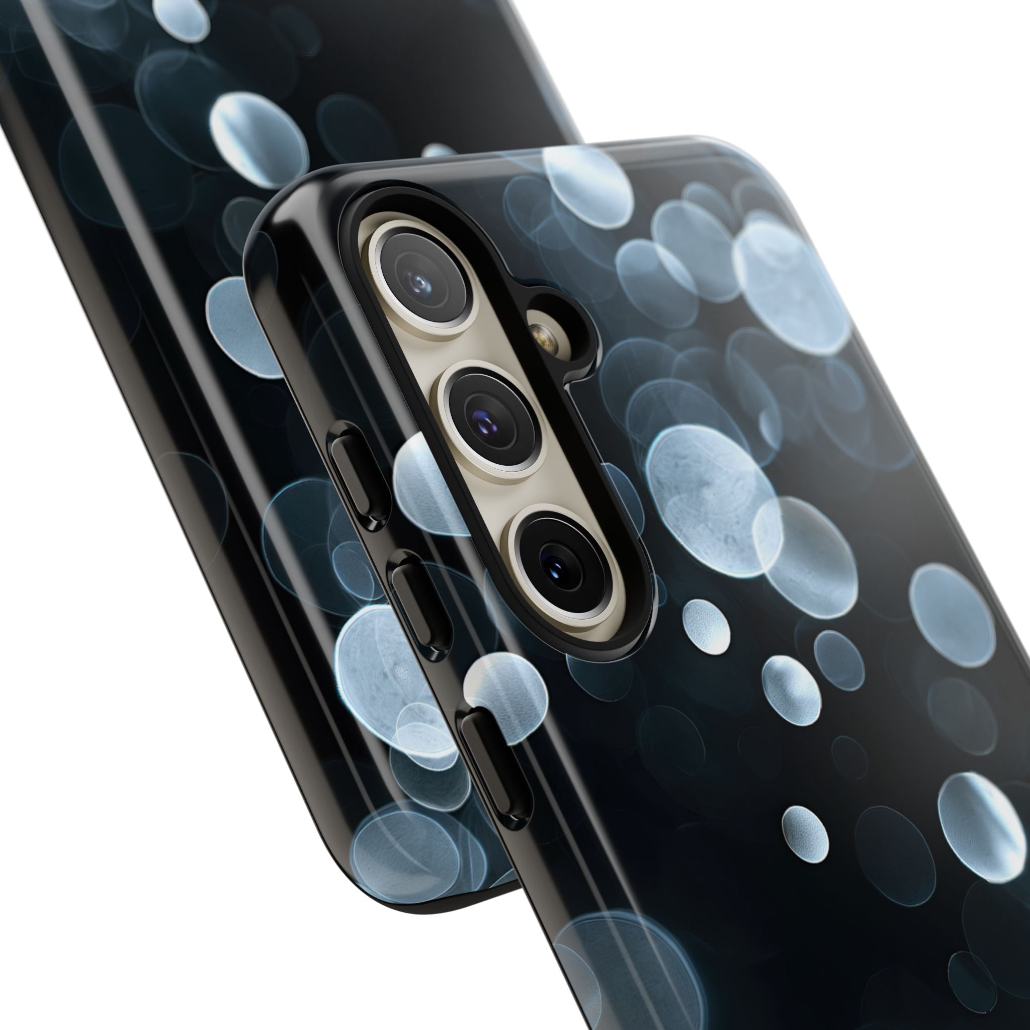 Black Tough Phone Case for Samsung - Silver Orbit Glow
