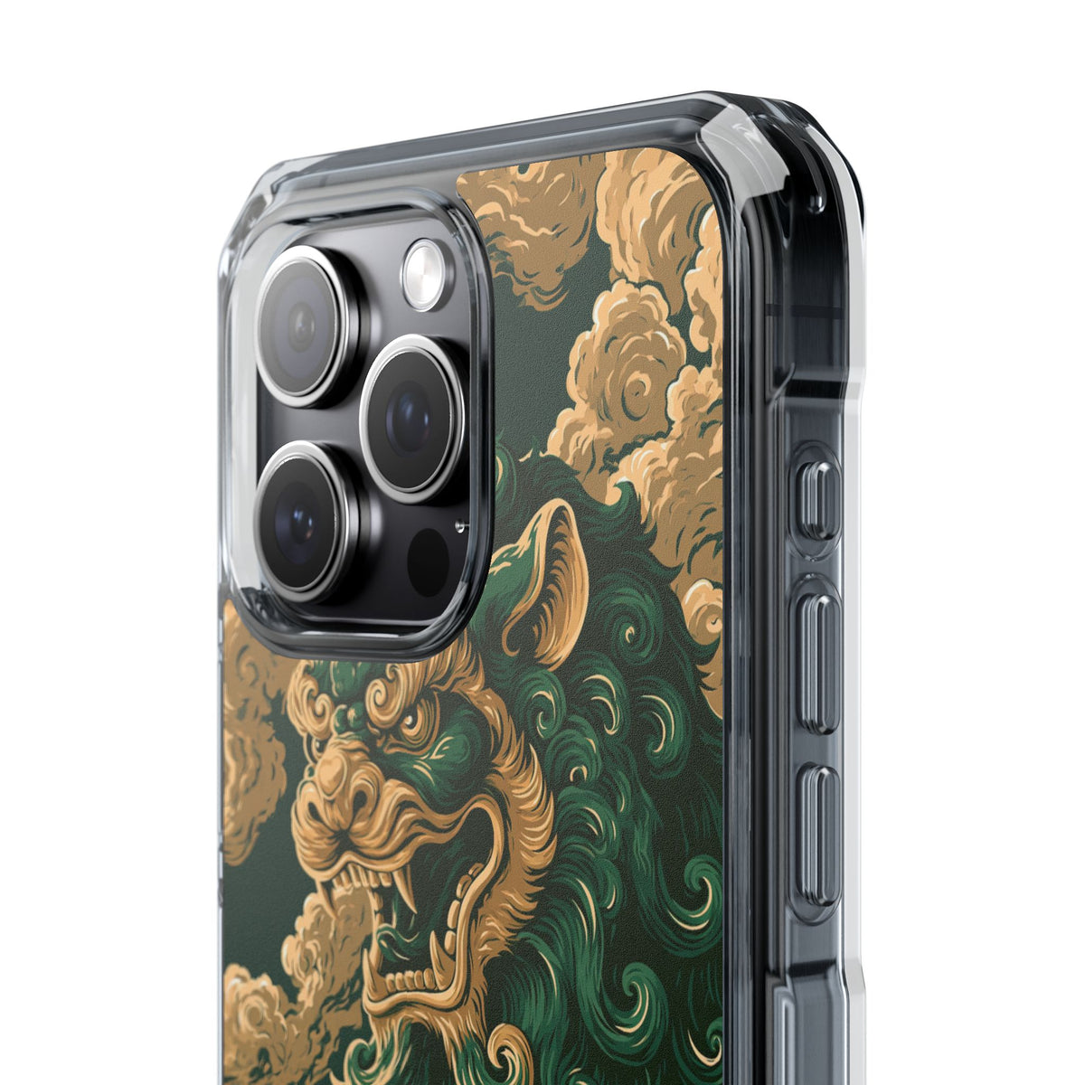 Imperial Guardian Lion · Clear Impact Magnetic Phone Case for iPhone · Green