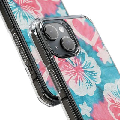 Tropical Hibiscus Bloom · Clear Impact Magnetic Phone Case for iPhone · Teal