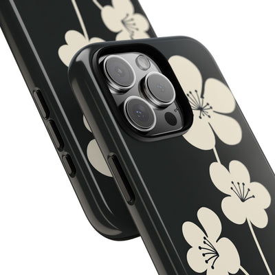 Black Tough Phone Case for iPhone - Obsidian Cream Bloom