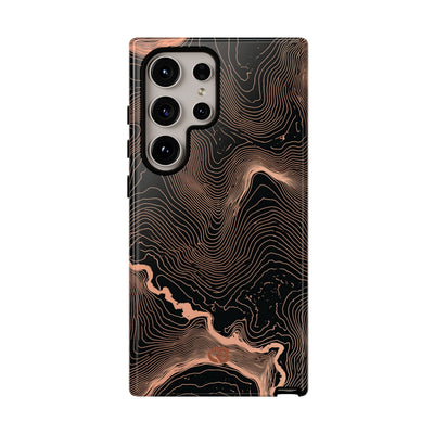 Orange Tough Phone Case for Samsung - Salmon Ridge Topo