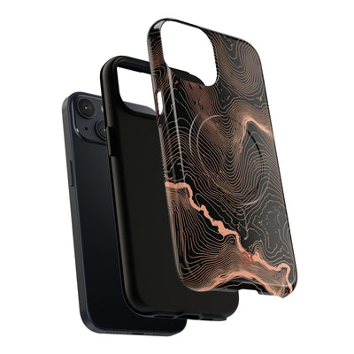 Orange Tough 2.0 Magsafe Phone Case for iPhone - Salmon Ridge Topo