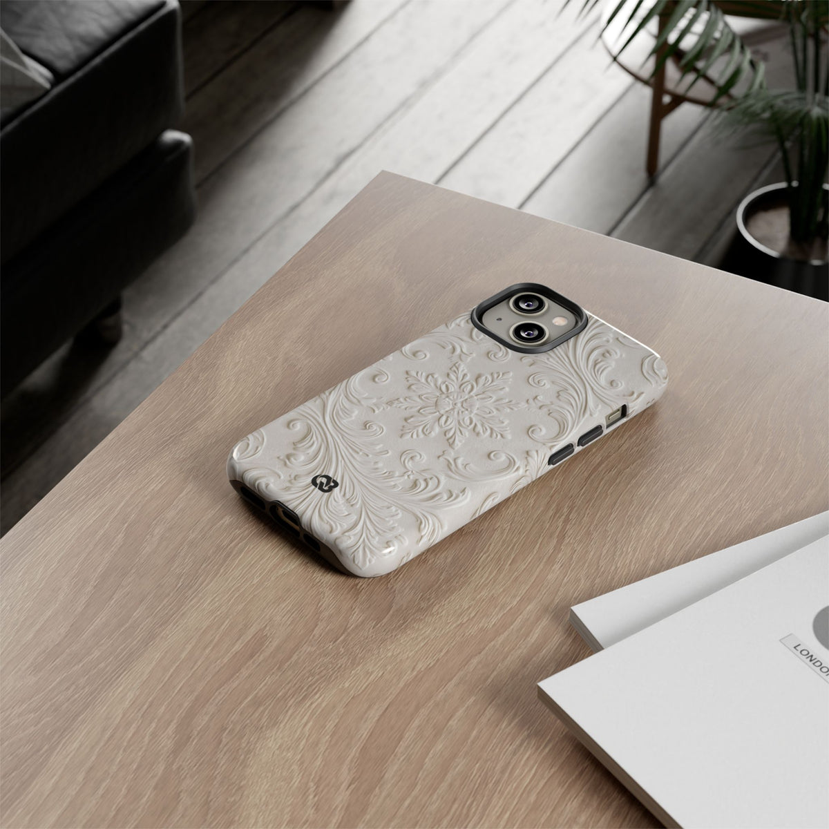 Ivory Baroque Relief · Tough Phone Case for iPhone · White