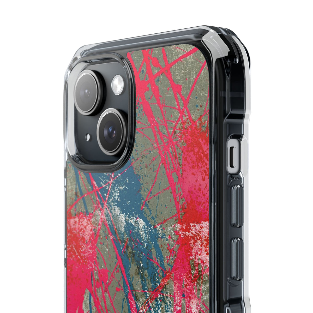 Neon Static Drip · Clear Impact Magnetic Phone Case for iPhone · Pink