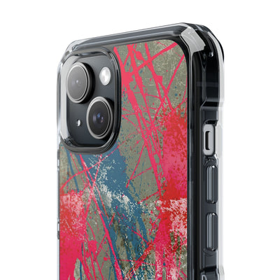 Neon Static Drip · Clear Impact Magnetic Phone Case for iPhone · Pink