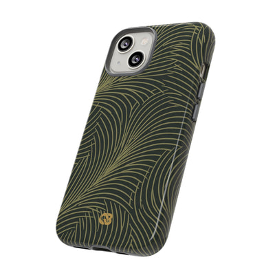 Green Tough Phone Case for iPhone - Dark Olive Plume