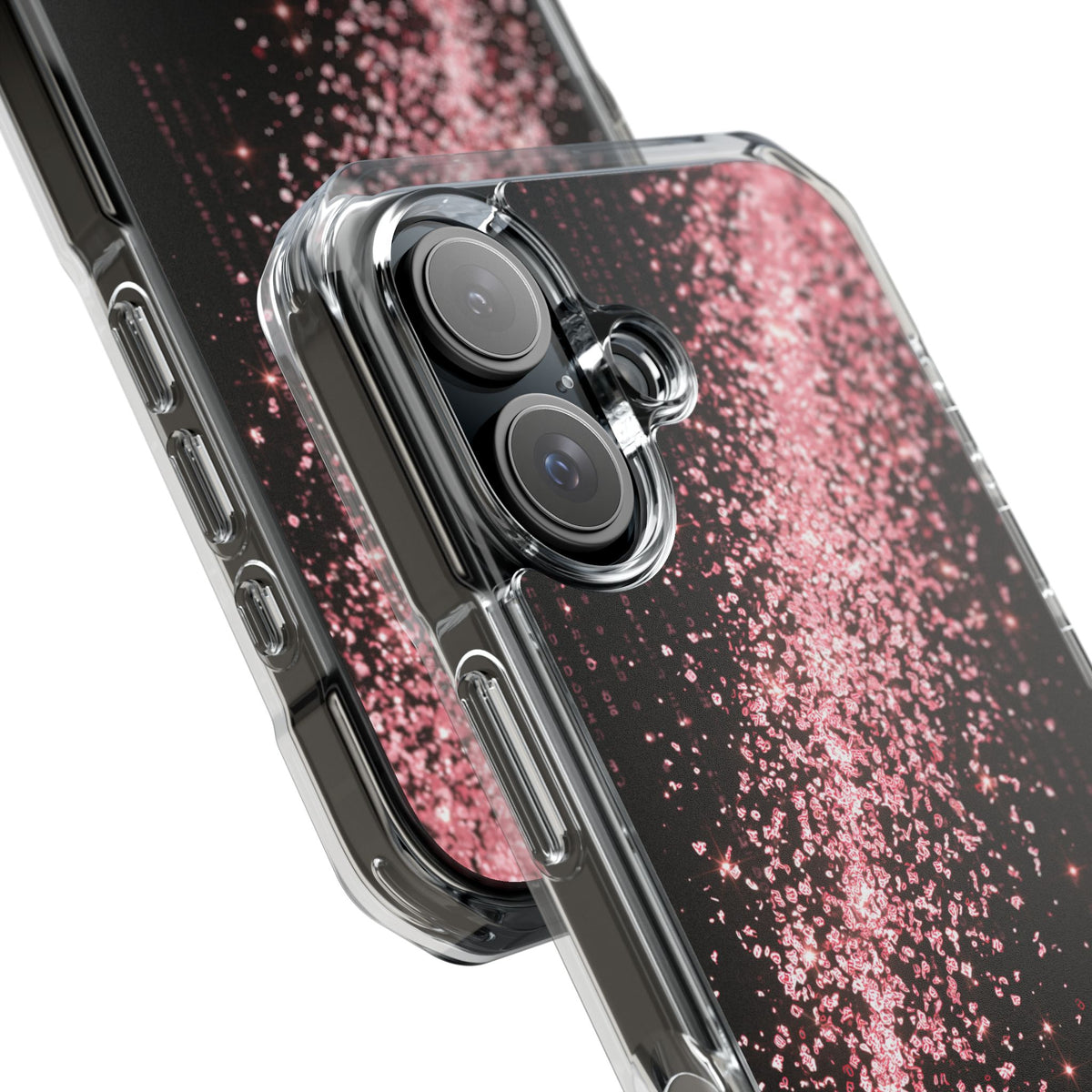Rose Digital Cascade · Clear Impact Magnetic Phone Case for iPhone · Pink