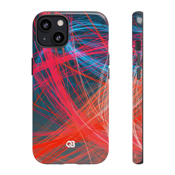Neon Fiber Stream · Tough Phone Case for iPhone · Red