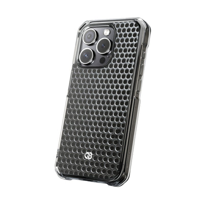 Brushed Perforated Steel · Clear Impact Magnetic Phone Case for iPhone ·  Silver