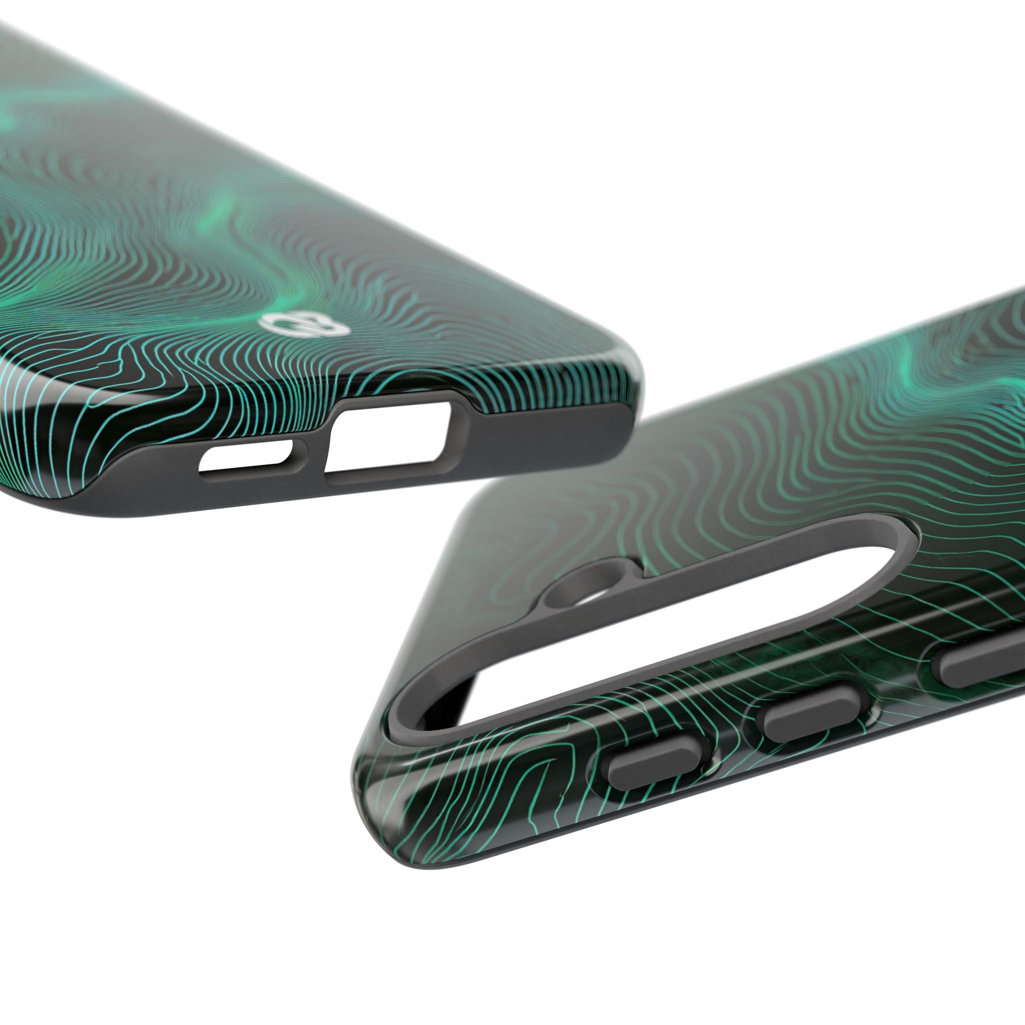 Teal Tough Phone Case for Samsung - Neon Jade Contour