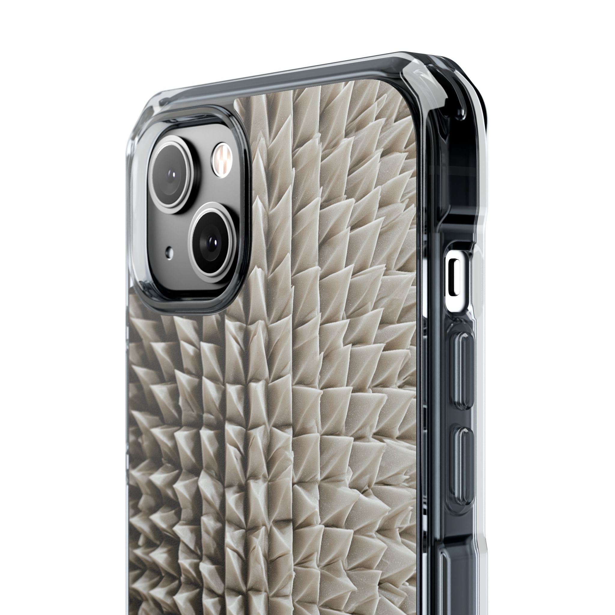 Beige Impact MagSafe Phone Case for iPhone - Bone Spiked Grid