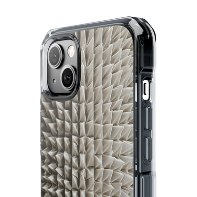 Beige Impact MagSafe Phone Case for iPhone - Bone Spiked Grid
