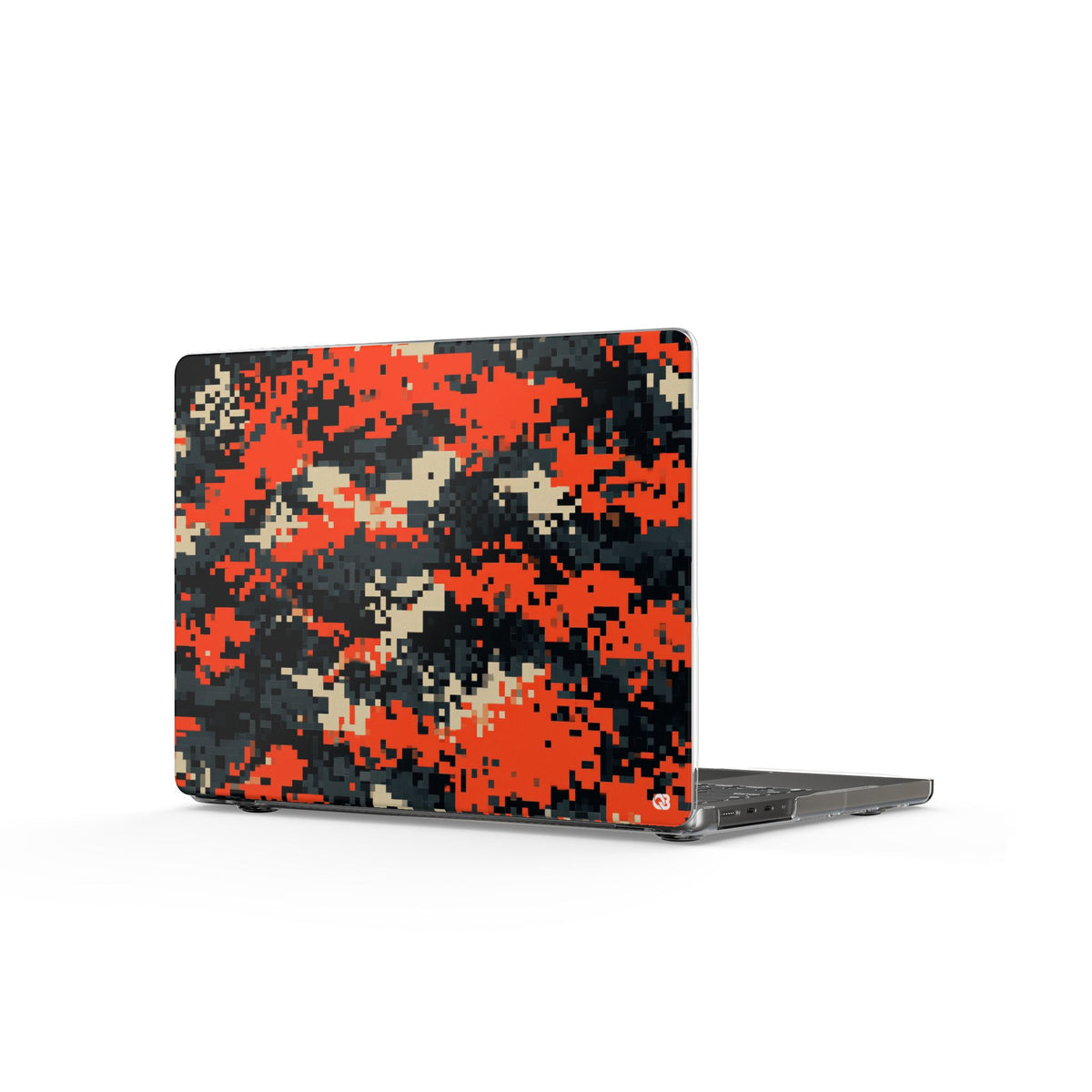 Signal Pixel Camo · Clear Hard Case for MacBook · Orange