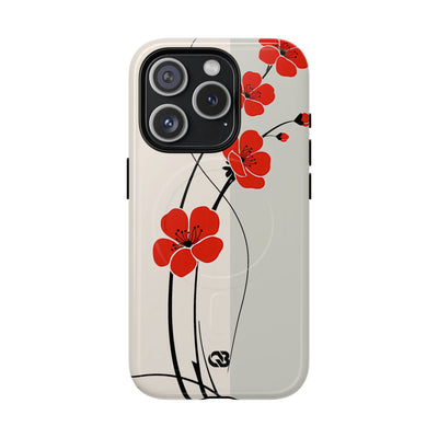 Red Tough 2.0 Magsafe Phone Case for iPhone - Crimson Plum Ink