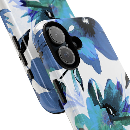 Blue Blossom Radiance iPhone 16 Case - Tough