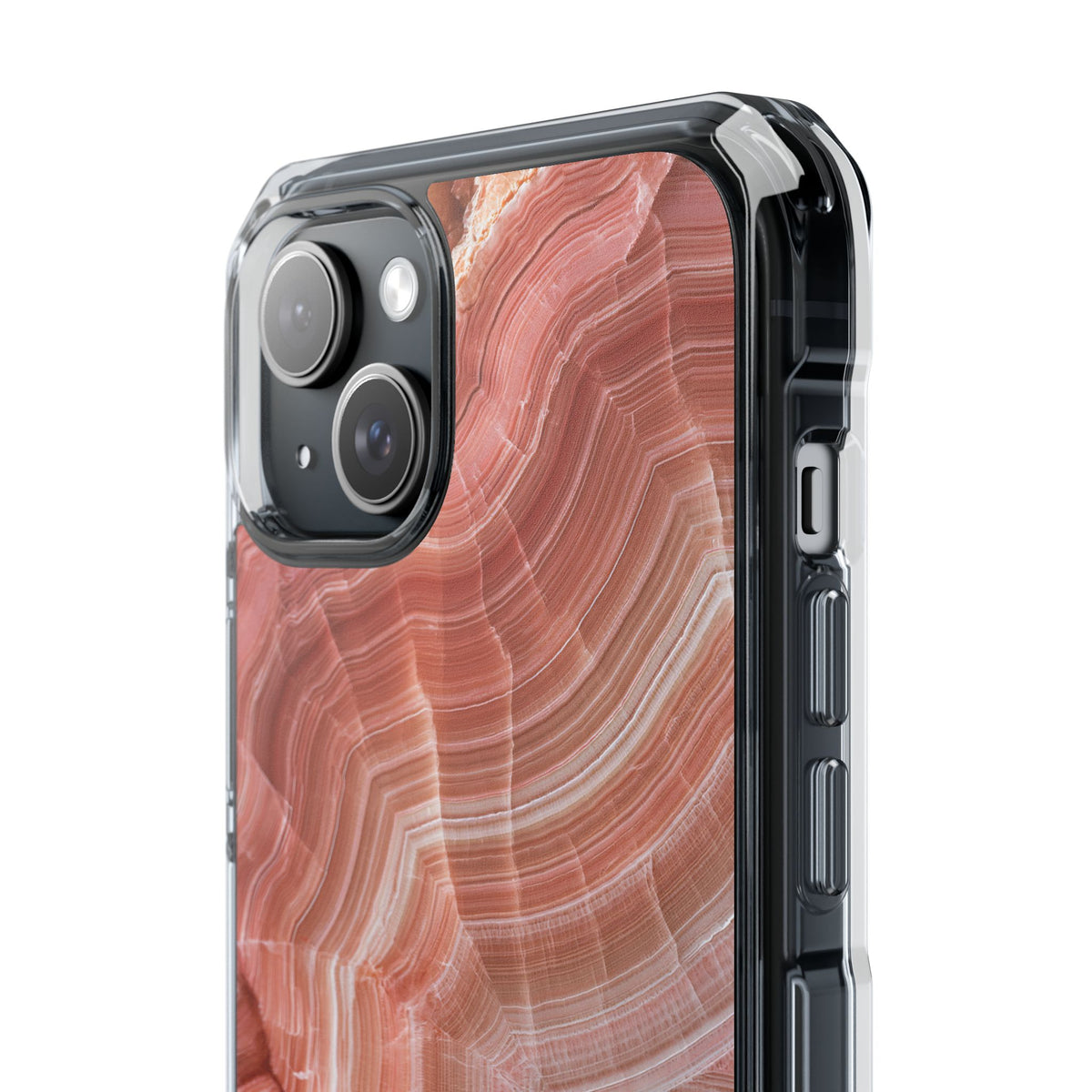 Blushing Rose Strata · Clear Impact Magnetic Phone Case for iPhone · Pink