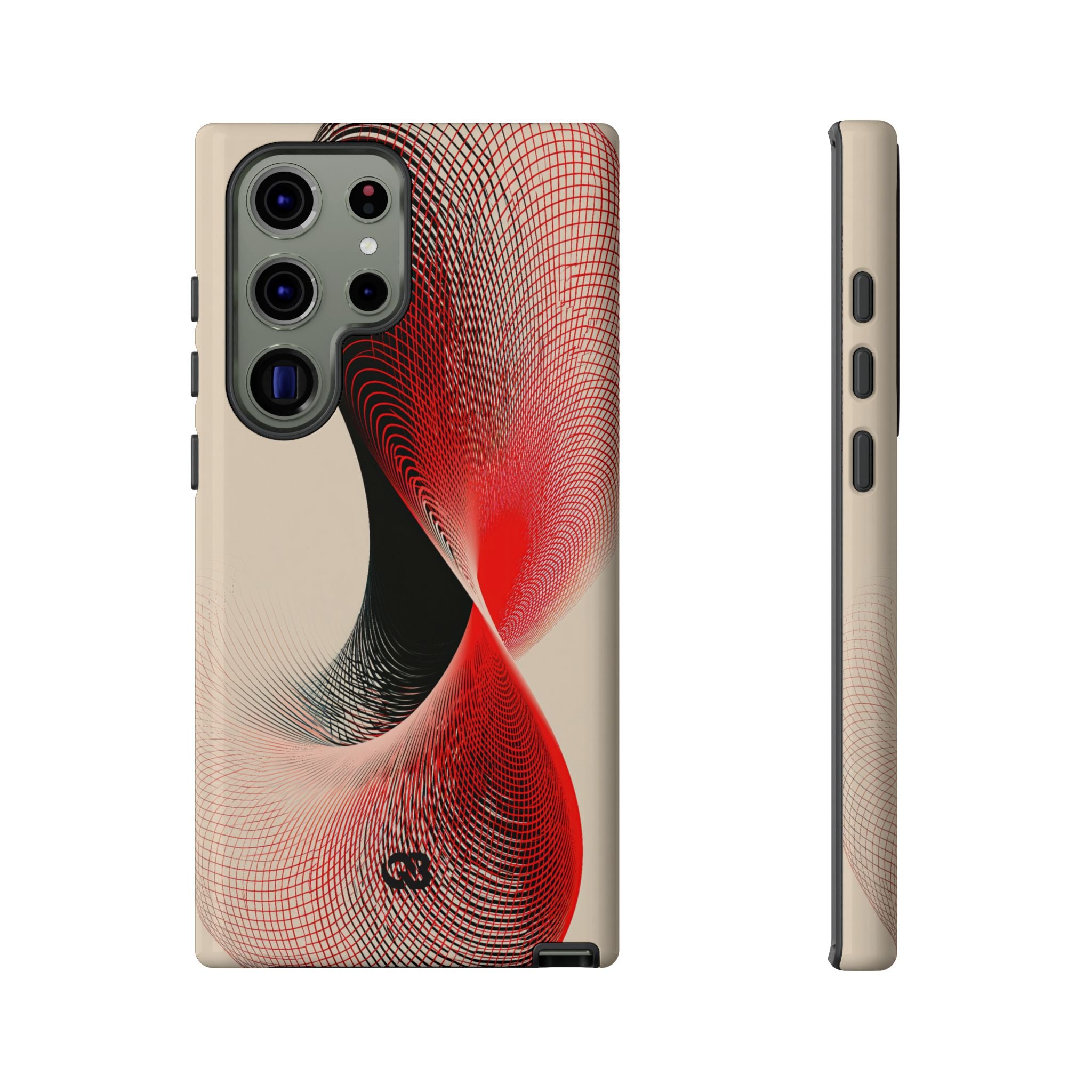 Red Tough Phone Case for Samsung - Crimson Grid Vortex