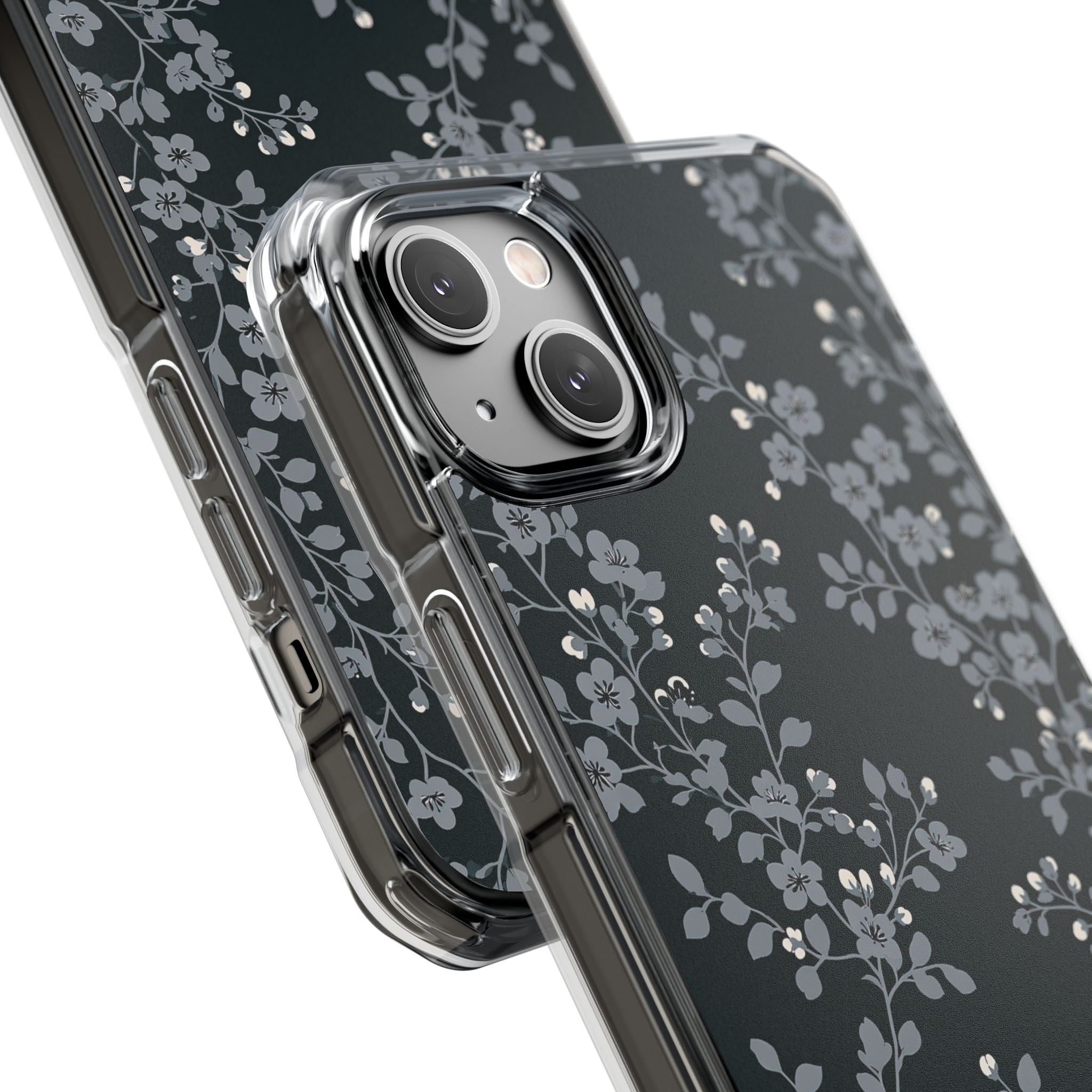Black Impact MagSafe Phone Case for iPhone - Midnight Slate Blossom