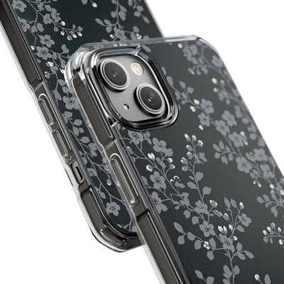 Black Impact MagSafe Phone Case for iPhone - Midnight Slate Blossom