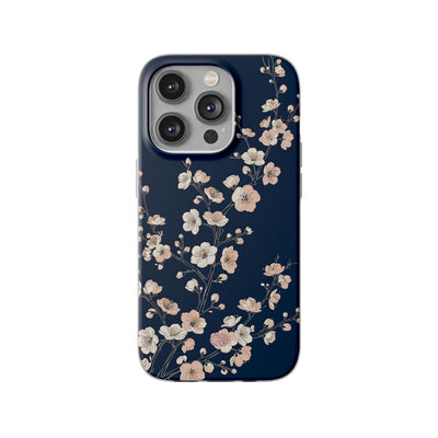 Blue Lite Phone Case for iPhone - Midnight Peach Sakura
