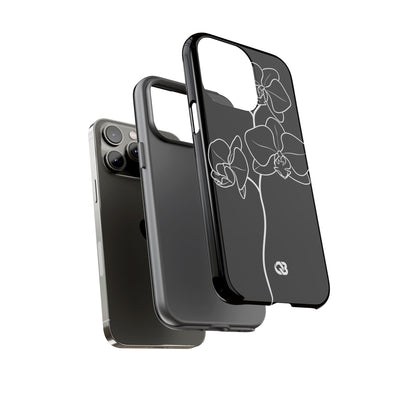 Black Tough Phone Case for iPhone - Noir Alabaster Orchid
