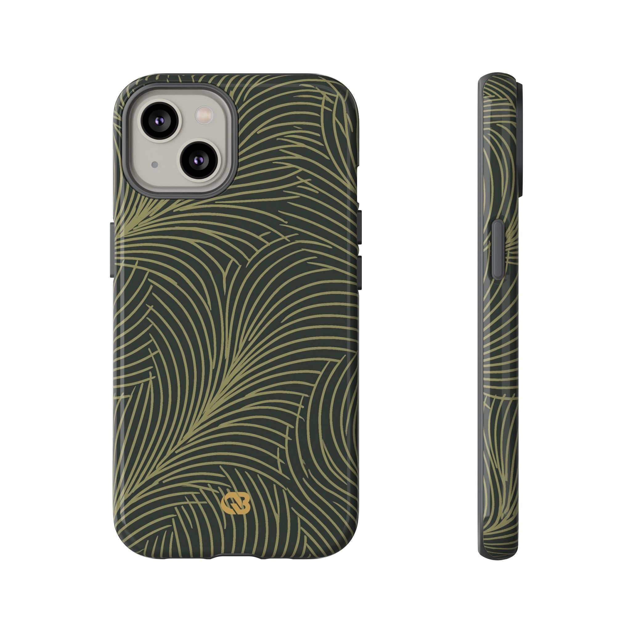 Green Tough Phone Case for iPhone - Dark Olive Plume