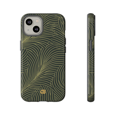 Green Tough Phone Case for iPhone - Dark Olive Plume