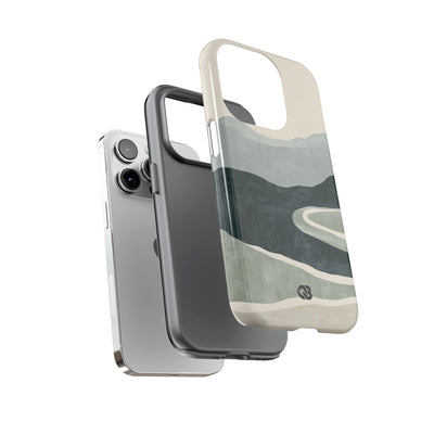 Green Tough Phone Case for iPhone - Misty Sage Valley