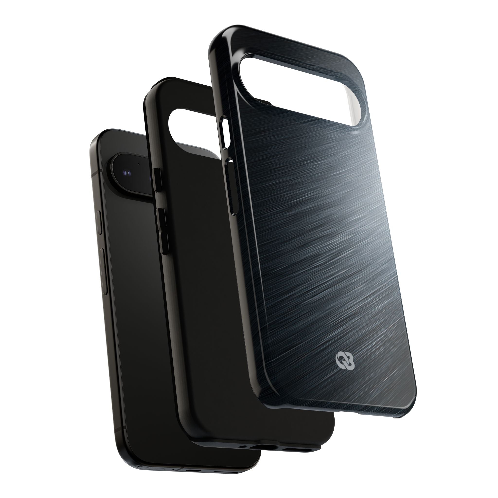 Grey Tough Phone Case for Google Pixel - Charcoal Brushed Steel