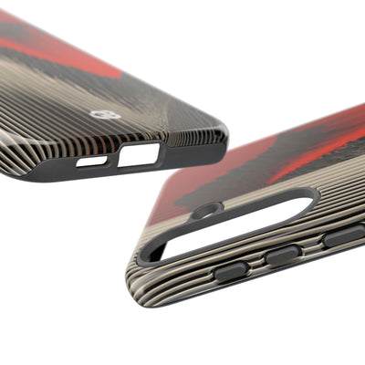 Red Tough Phone Case for Samsung - Crimson Pulse Topo