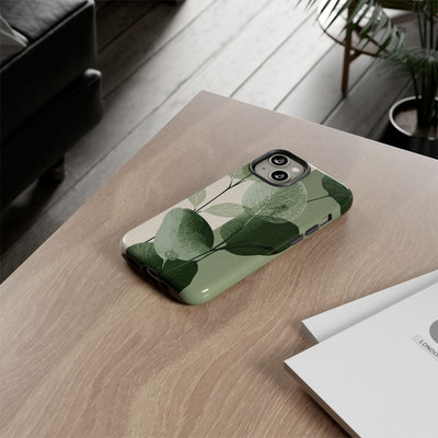 Green Tough Phone Case for iPhone - Sage Leaf Skeletals