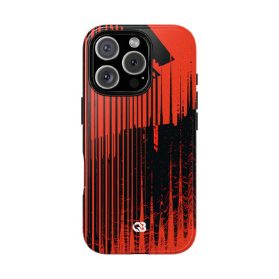 Red Tough Phone Case for iPhone - Crimson Brutalist Distortion