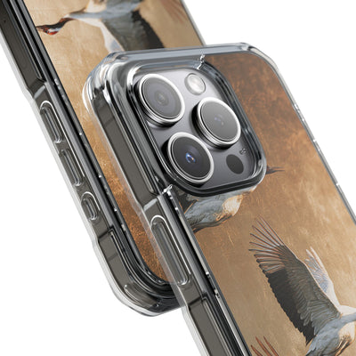 Golden Crane Flight · Clear Impact Magnetic Phone Case for iPhone · Gold