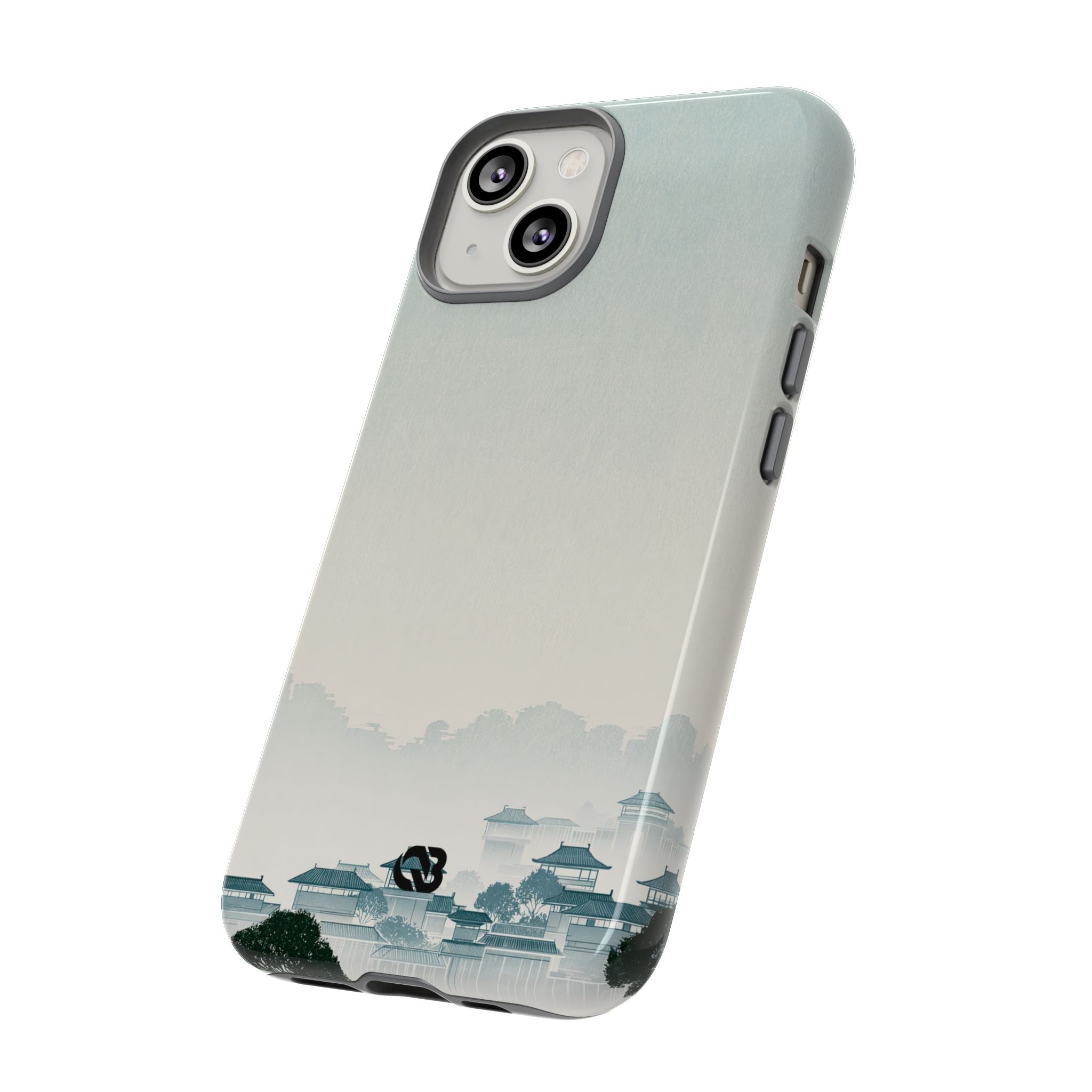 Blue Tough Phone Case for iPhone - Mist Valley Pagoda