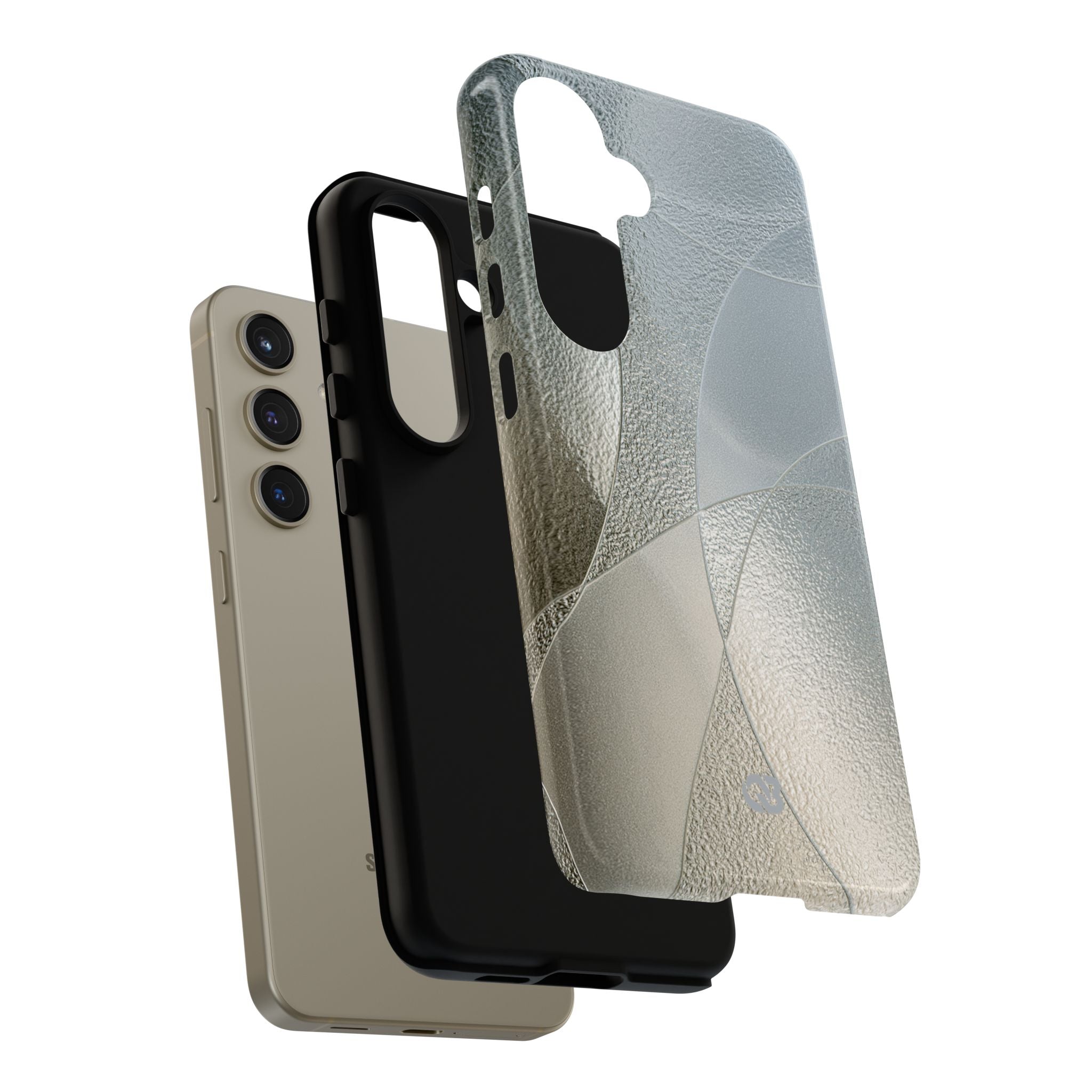Silver Tough Phone Case for Samsung - Frosted Silver Mosaic