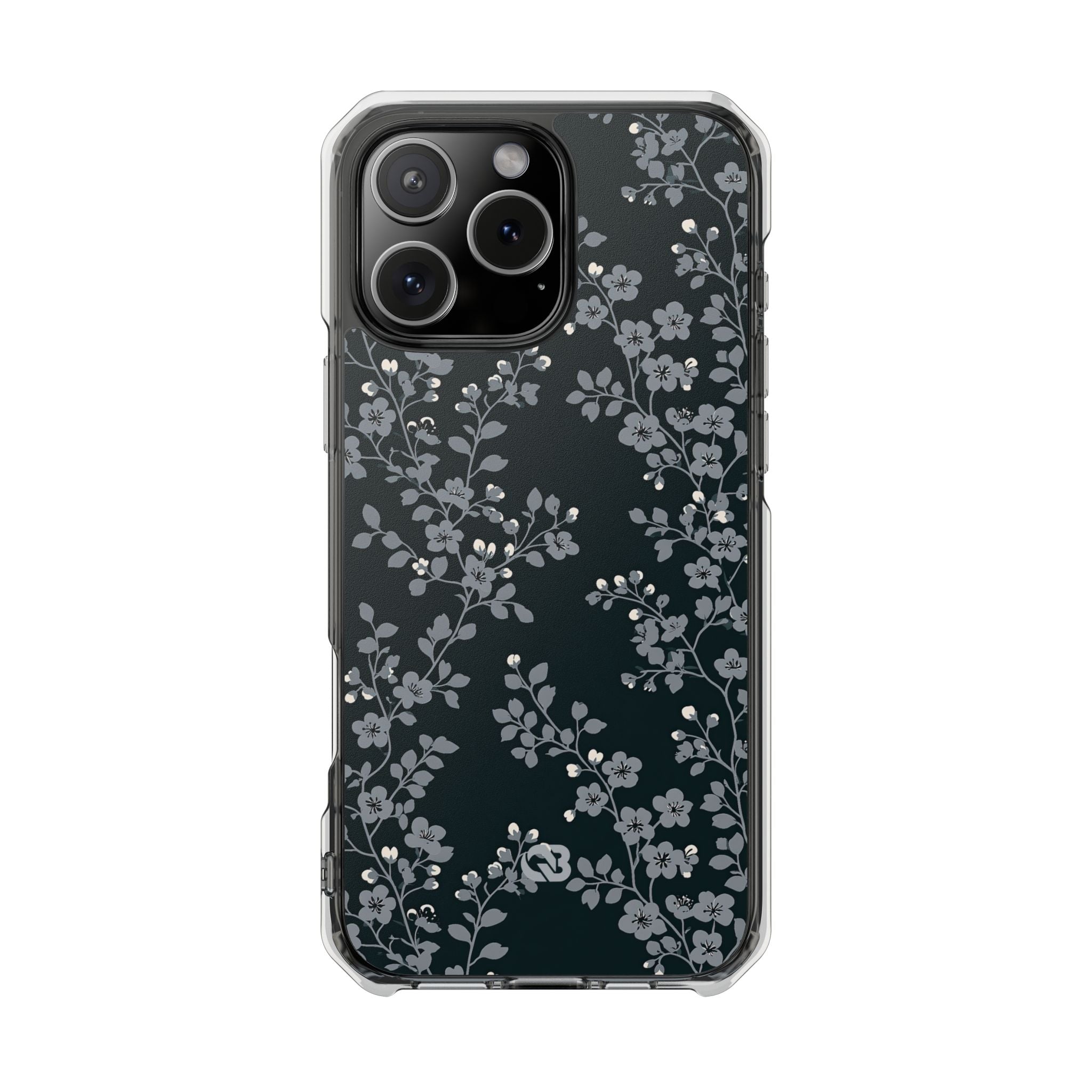 Black Impact MagSafe Phone Case for iPhone - Midnight Slate Blossom