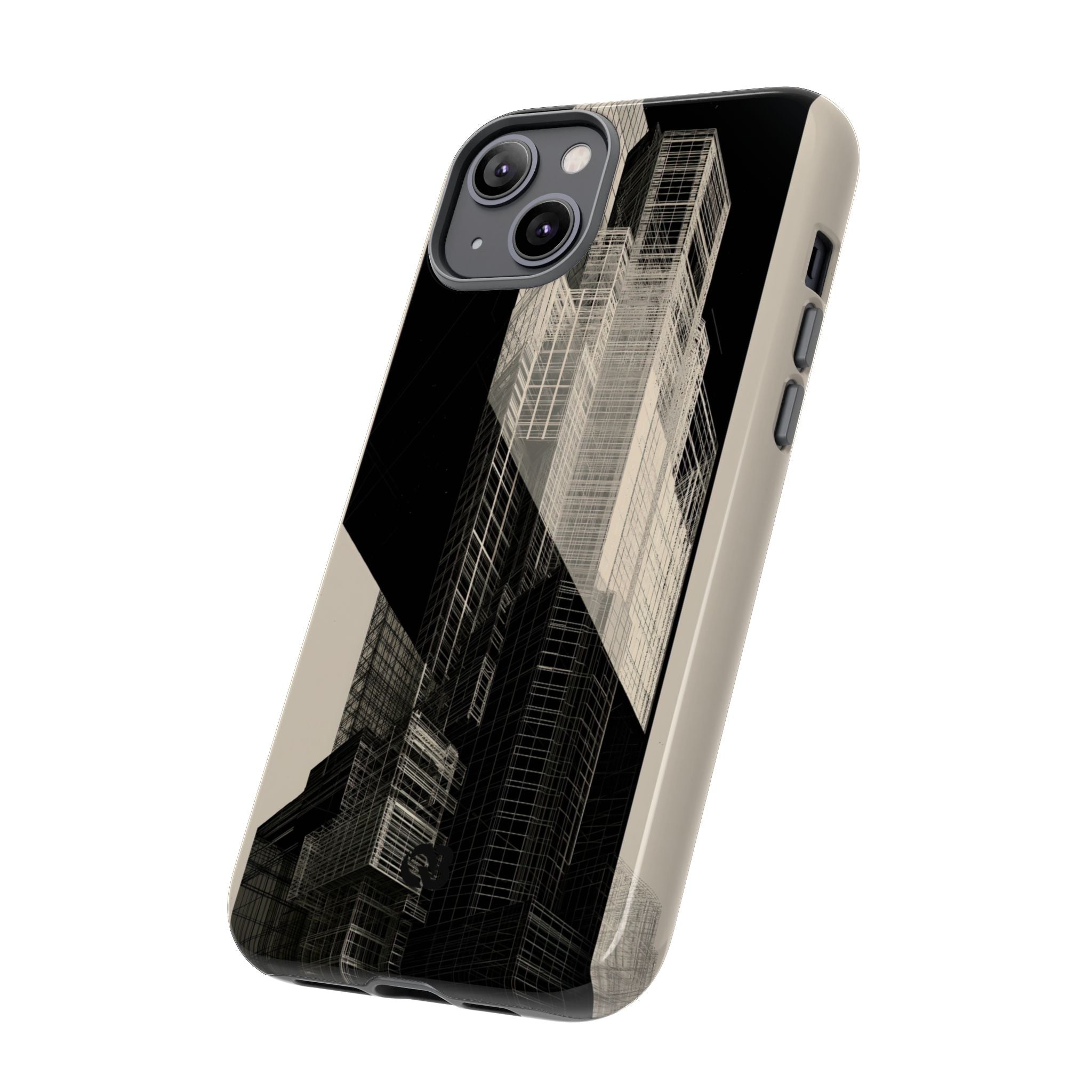 Beige Tough Phone Case for iPhone - Monolith Urban Grid