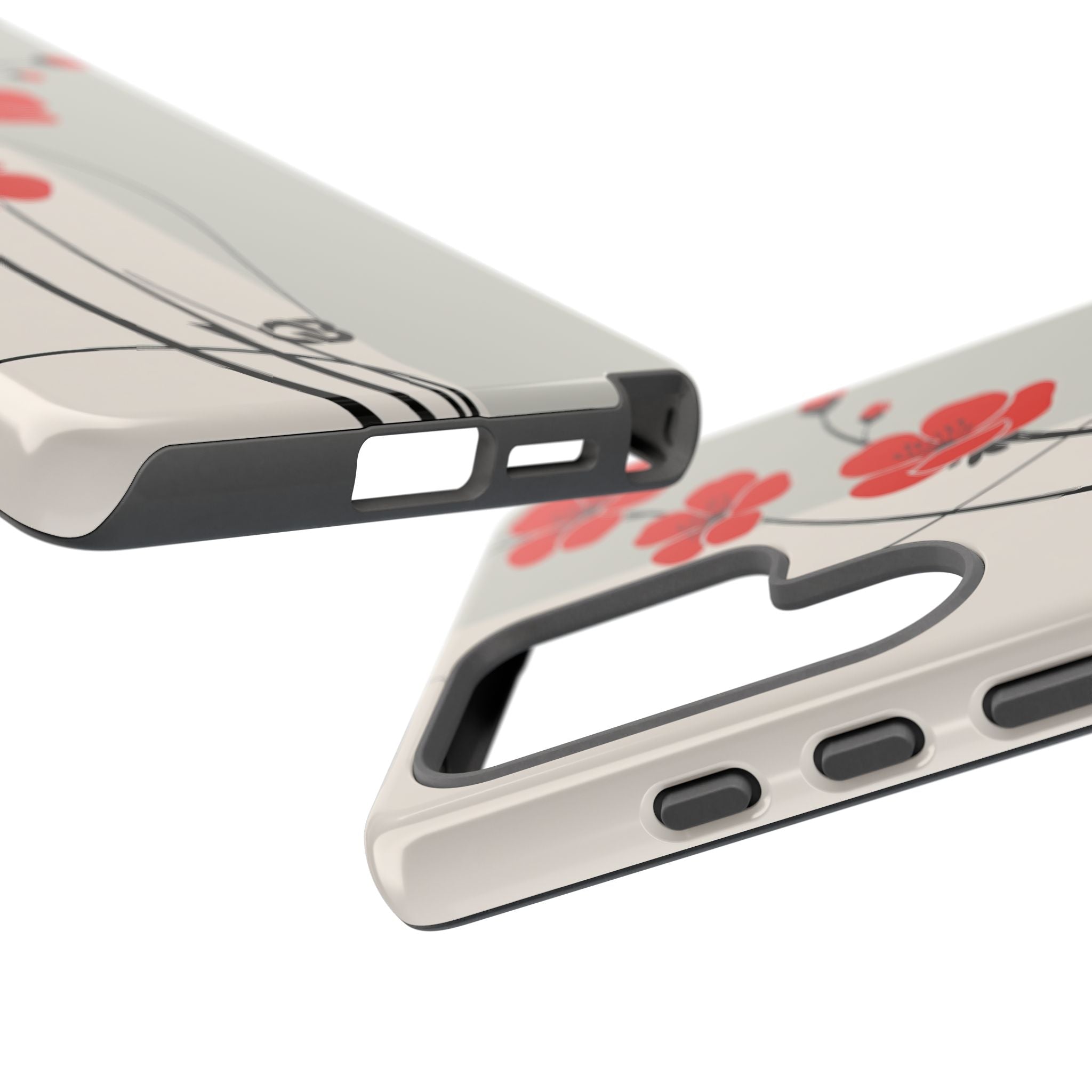 Beige Tough Phone Case for Samsung - Scarlet Ink Petals