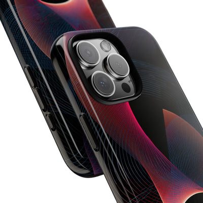 Black Tough Phone Case for iPhone - Cobalt Crimson Flux