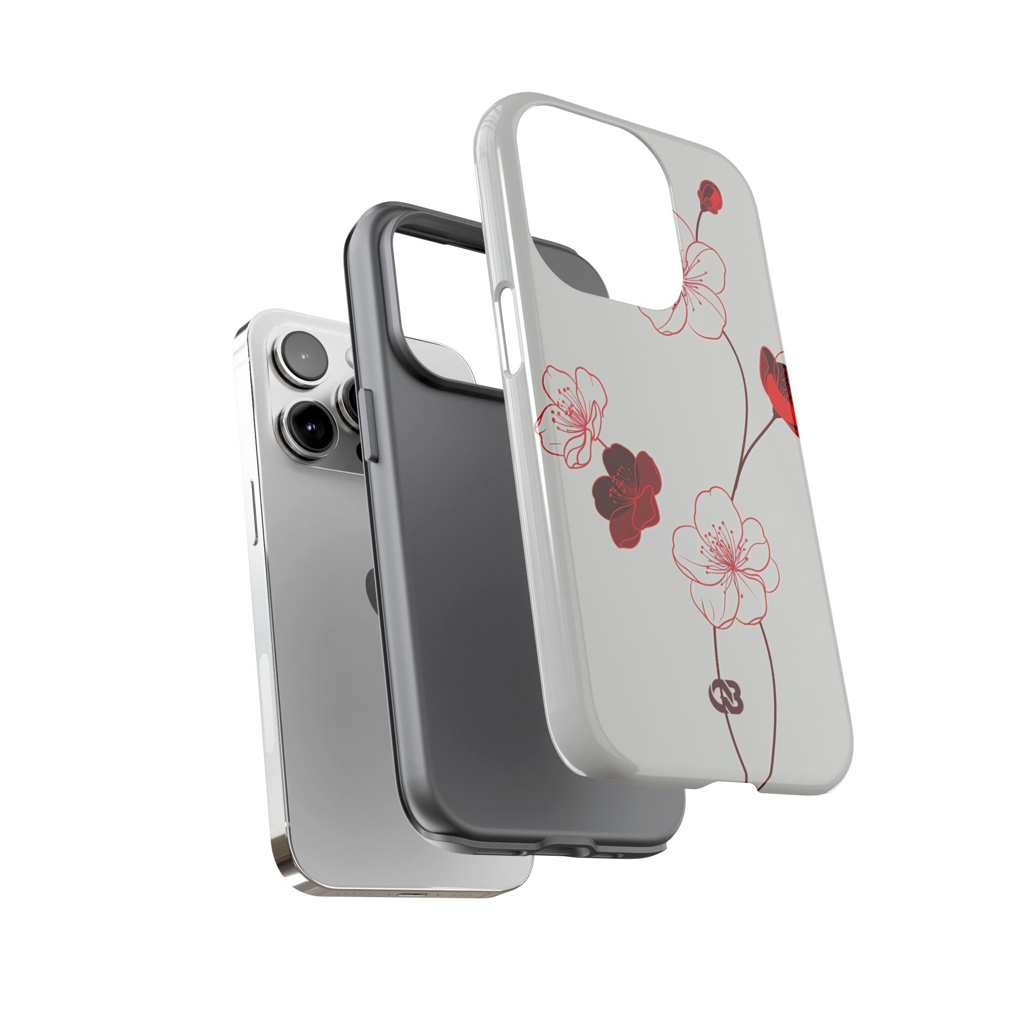 Red Tough Phone Case for iPhone - Kyoto Ember Bloom