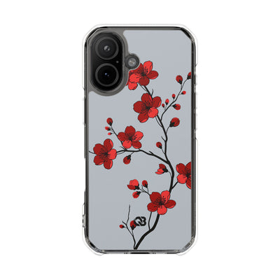 Grey Impact MagSafe Phone Case for iPhone - Crimson Blossom Onyx