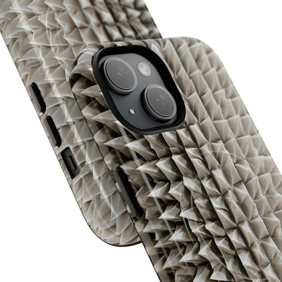 Beige Tough 2.0 Magsafe Phone Case for iPhone - Bone Spiked Grid