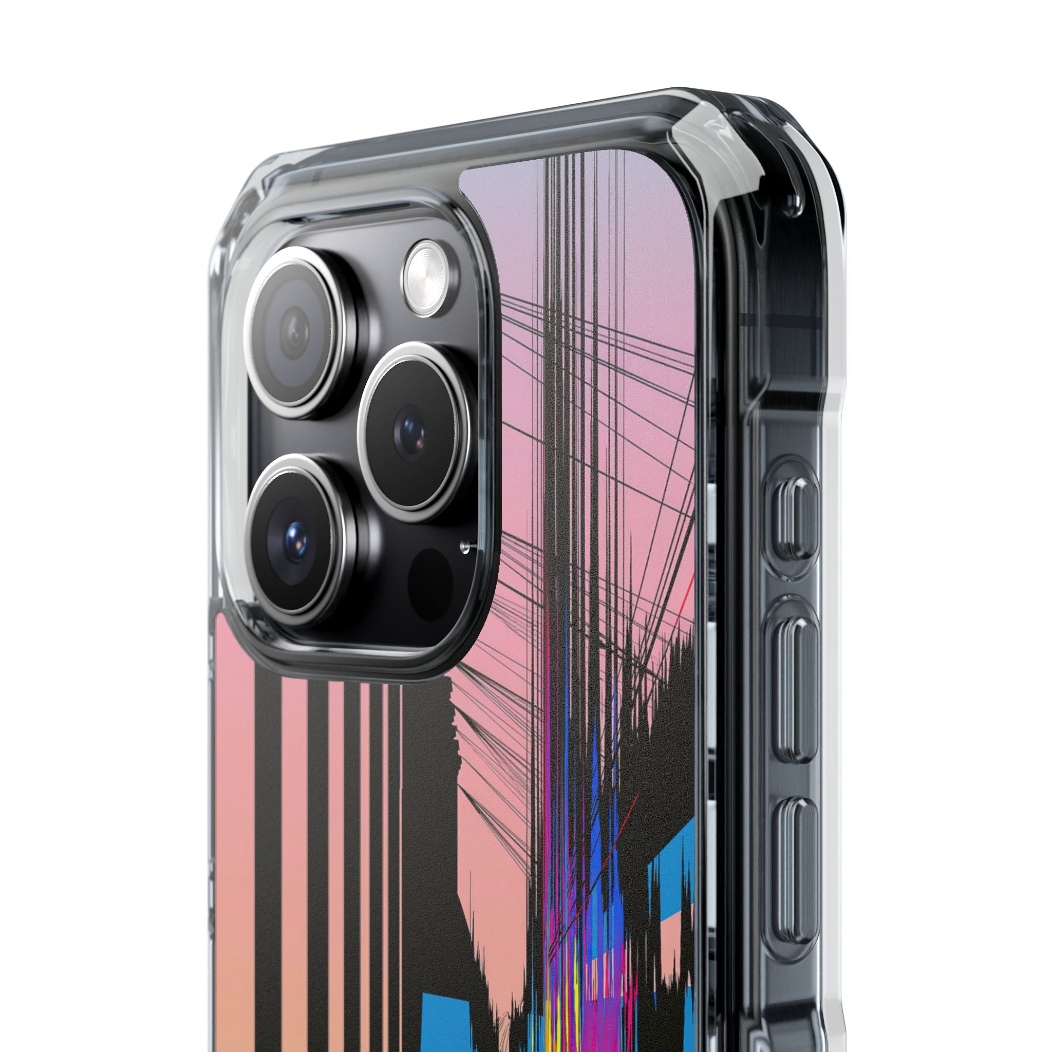 Blue Impact MagSafe Phone Case for iPhone - Fractured Data Skyline